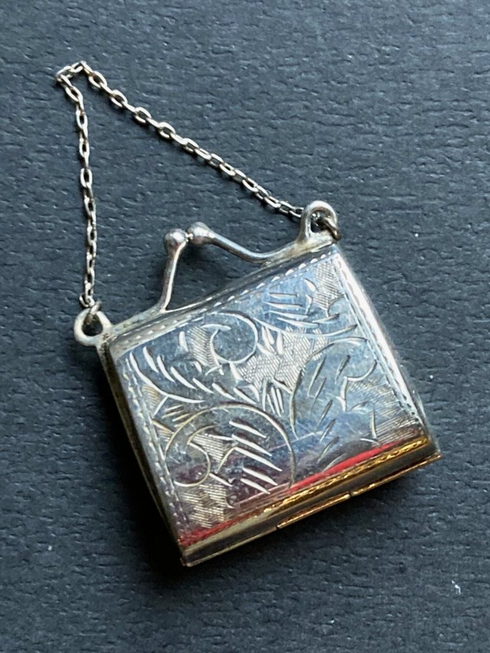 Elegant etched vintage locket pendant
